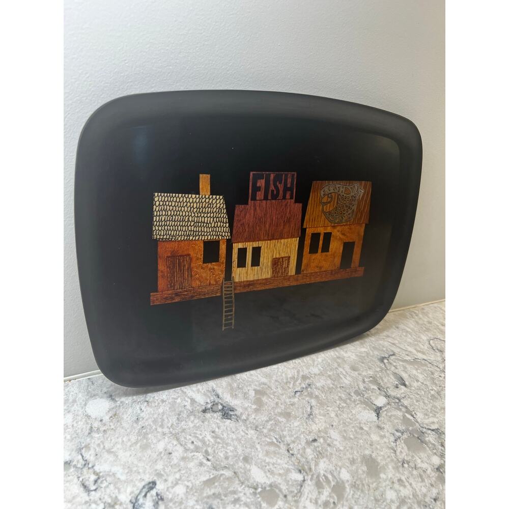 Vintage Couroc Serving Tray Fish Shops Collectible Item JL